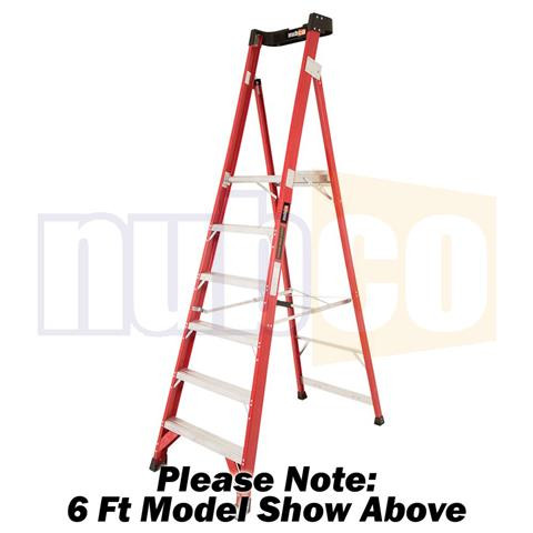 2.3M 8 STEP 150KG INDUSTRIAL FIBREGLASS PLATFORM LADDER