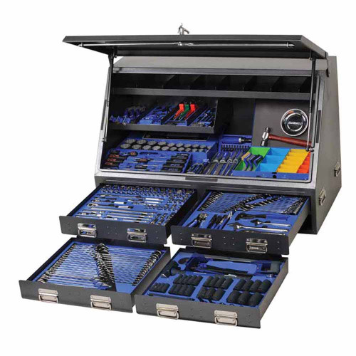 384PCE 1/4\",3/8\",1/2\"&3/4\" DRIVE GREY TRUCK BOX TOOL KIT