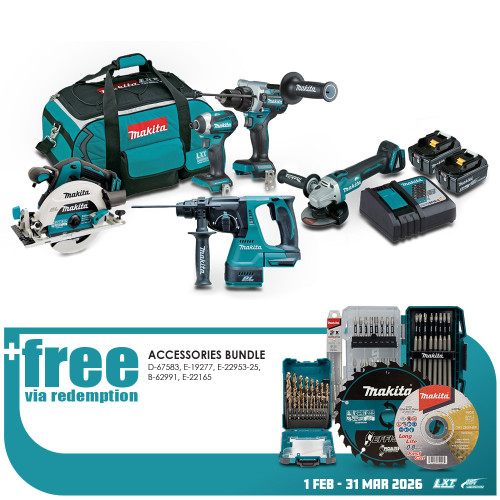 18V 5 PCE BRUSHLESS COMBO KIT 2 x 5.0AH BATTERIES, CHARGER, & BAG