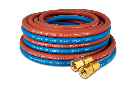 15M TWIN GAS HOSE WITH FITTINGS - OXYGEN & ACETYLENE