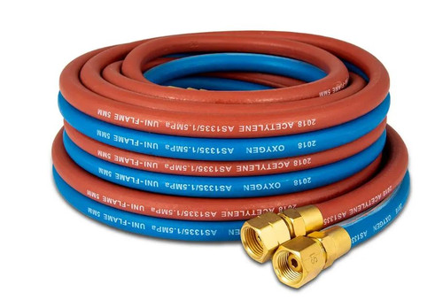 5M TWIN GAS HOSE WITH FITTINGS - OXYGEN & ACETYLENE