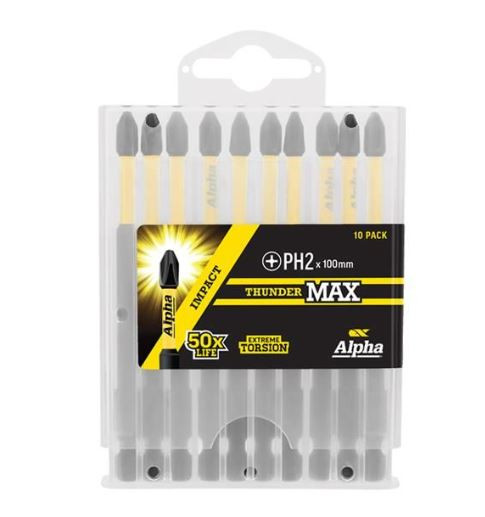 10PK PH2X100MM THUNDERMAX IMP POWER BIT