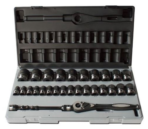 29PCE 1/2\" DR METRIC STD 6PT DUAL ACTION SOCKET SET