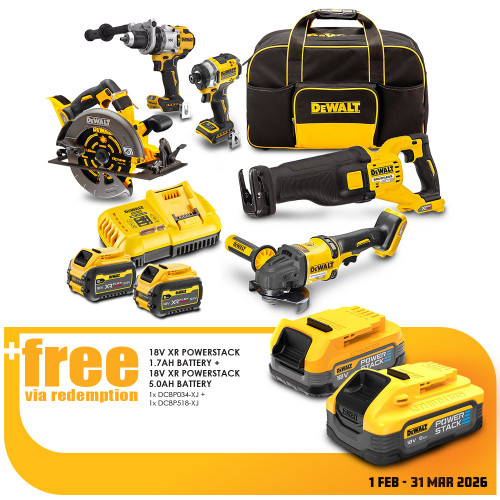 18/54V XR 5 PCE MIXED VOLTAGE KIT - 2 x 6.0AH BATTERIES, CHARGER & BAG