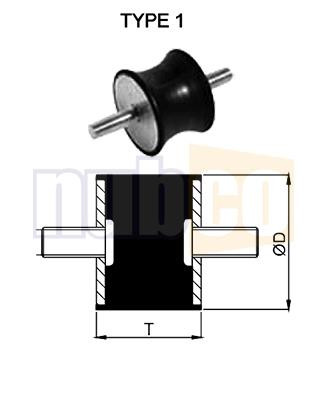 20X20MM 29KG M6 DOUBLE ENDED TYPE 1C VIBRATION MOUNT