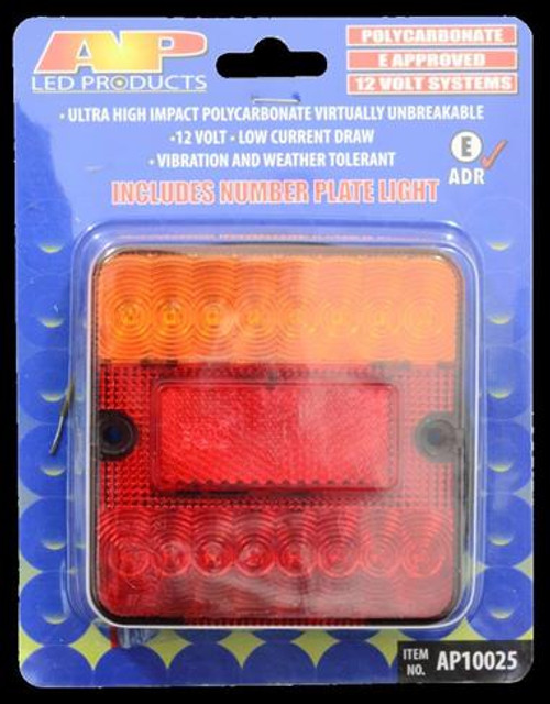 101.5X101MM SQ LED TRAILER LIGHT W LIC PLATE LAMP