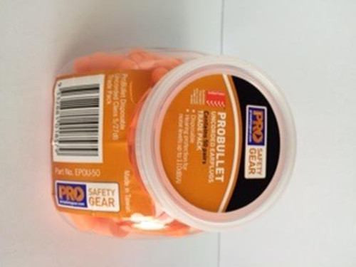 50PK UNCORDED CLASS 5 - 27DB FOAM DISP EARPLUGS IN JAR