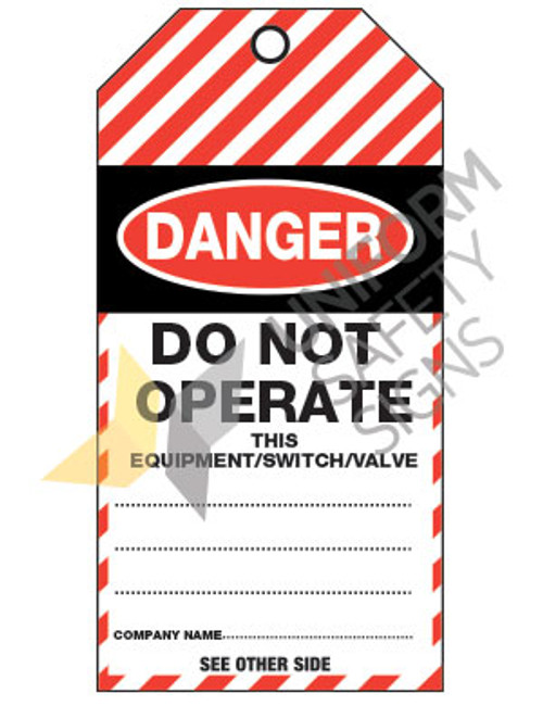 75X160MM 25PK TEAR PROOF TAG DNGR DO NOT OPERATE