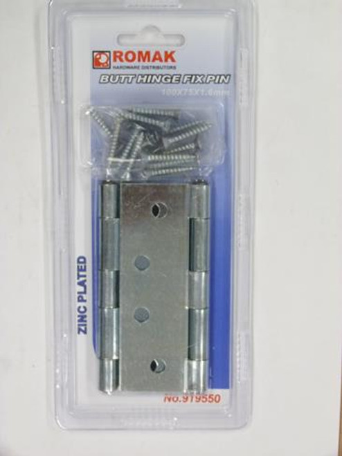 BUTT HINGE FIX PIN 100MM Z/P