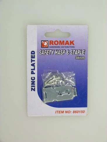 SAFETY HASP & STAPLE 38MM Z/P CARDED