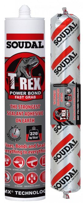 290ML STEEL GREY T-REX POWER FAST GRAB SELANT & ADHESIVE
