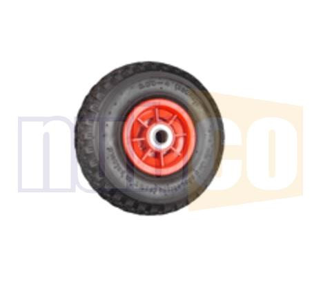 250MM 3.00X4 (3/4 B) PNEU WHEEL RED POLY RIM