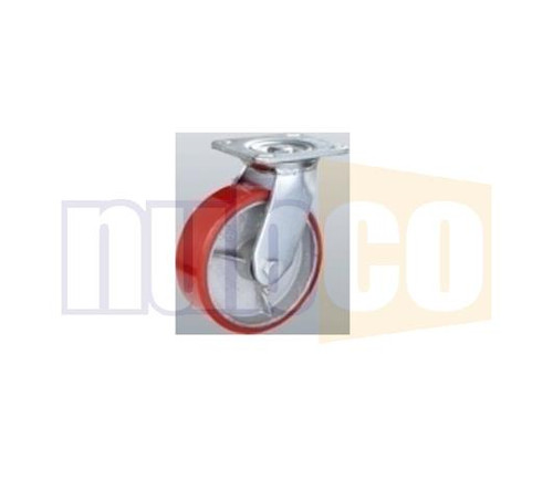 125MM 300KG CAP SWIVEL POLYURETHENE ON CAST IRON CASTOR