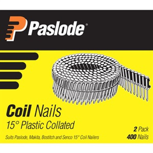 52X2.5MM 15DEG 400PK DOME HEAD HDG COIL NAILS