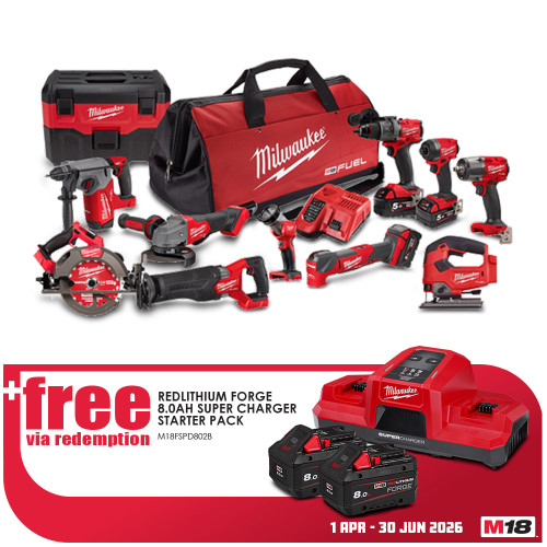 18V 11PCE POWER PACK 11A4 - 3X5.0AH BATT, CHARGER & BAG