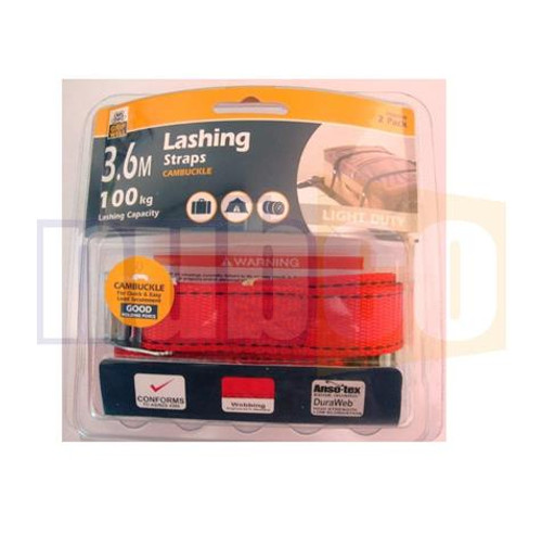 2PC - 3.6MTR LIGHT DUTY LASHING STRAP 100KG