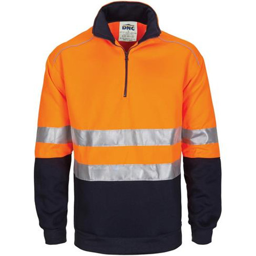 L HI VIS D/N HOOPED 1/2 ZIP ORANGE/NAVY JUMPER