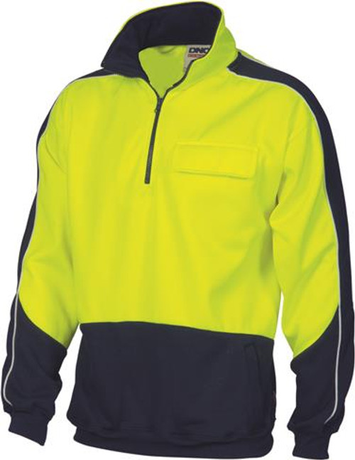 S TWO TONE HIVIS 1/2 ZIP YELLOW/NAVY WINDCHEATER