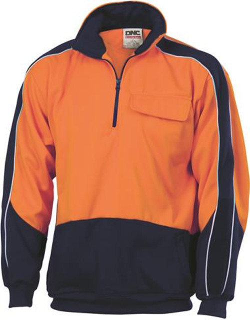 M TWO TONE HIVIS 1/2 ZIP ORANGE/NAVY WINDCHEATER