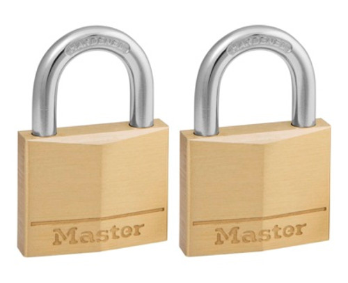 2PK KEYED ALIKE - 40MM DIAMOND BRASS PADLOCK W/STEEL SHACKLE