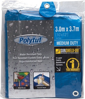 3X3.6M BLUE MEDIUM DUTY POLY TARP
