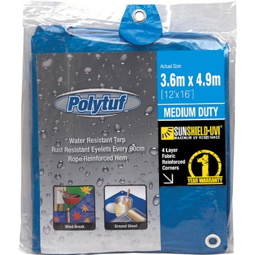 3.7X4.9M BLUE MEDIUM DUTY POLY TARP