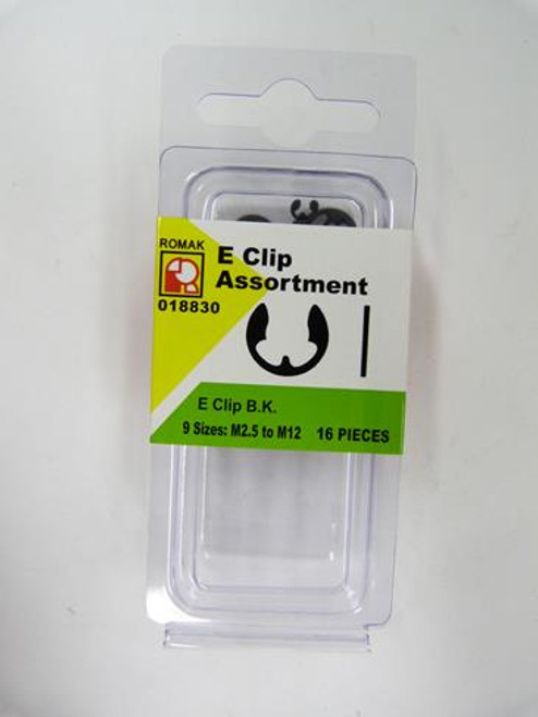 BLACK STEEL E CLIP ASSORTED PK16