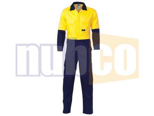 117S TWO TONE HIVIS YELLOW/NAVY CTN DRILL COVERALL
