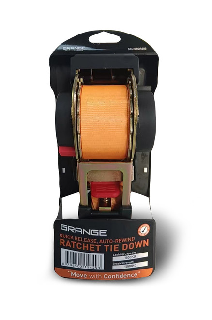 38MMX4M 500KG LC QUICK RELEASE RETRACT RATCHET TIE DOWNS