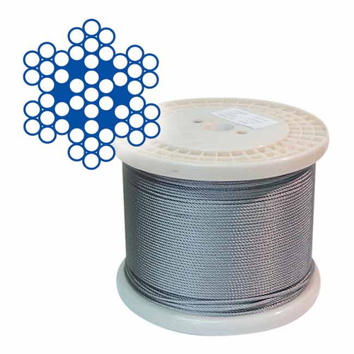 3.2MM / 1/8 7X7 S/S 316 WIRE ROPE 305M ROLL