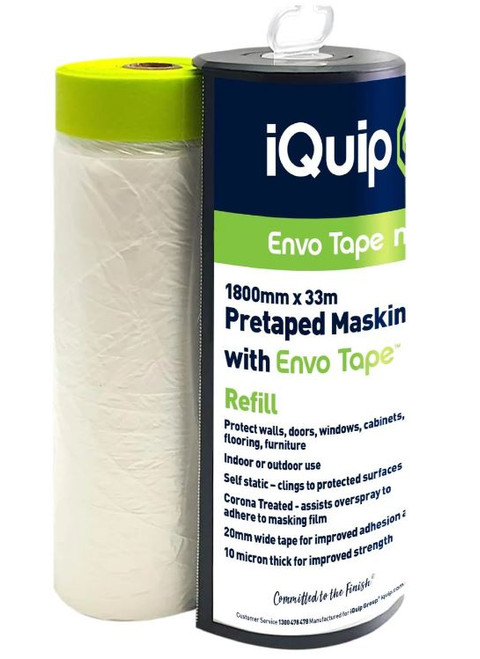 1800MM X 33M ENVO PRETAPED MASKING FILM WITH DISPENSER 1800MM X 33M ENVO PRETAPED MASKING FILM WITH DISPENSER