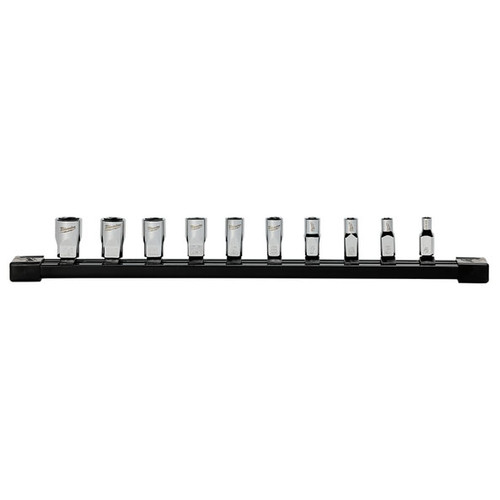10PCE 1/4\"DRIVE STANDARD METRIC SOCKET SET WITH STORAGE RAIL