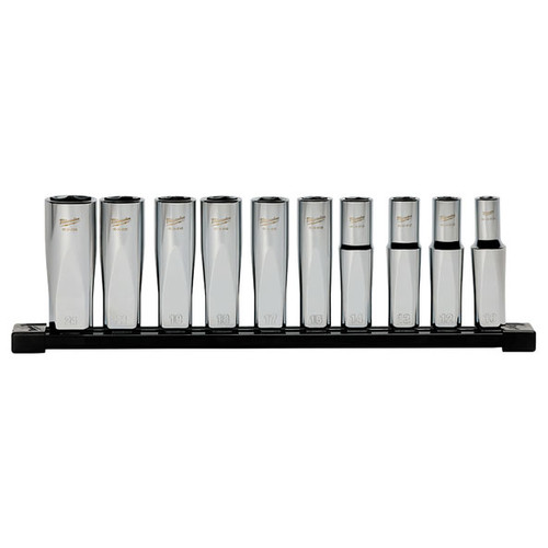 10PCE 1/2\" DRIVE DEEP METRIC SOCKET SET WITH STORAGE RAIL