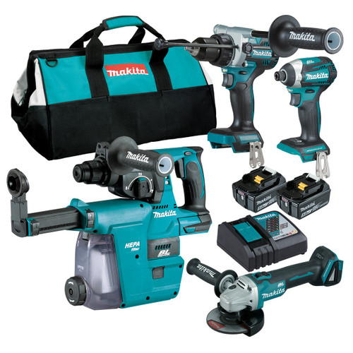 18V 4PCE B/LESS COMBO KIT 2X5AH BAT,CHRG,BAG