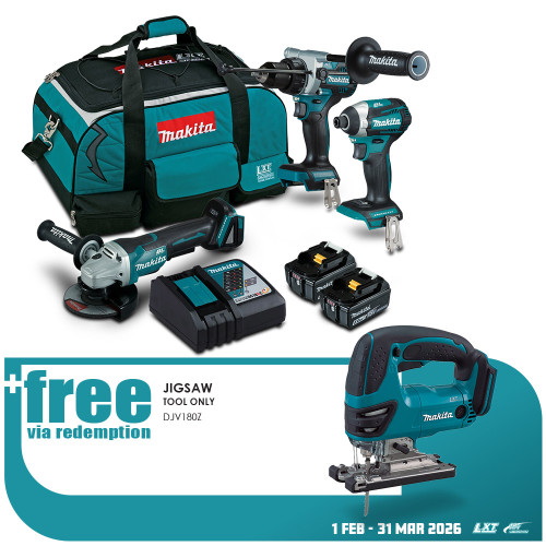 18V 3 PCE BRUSHLESS HAMMER DRILL, DRIVER, P/S GRINDER 2 x 5.0AH BATTERIES, & CHARGER