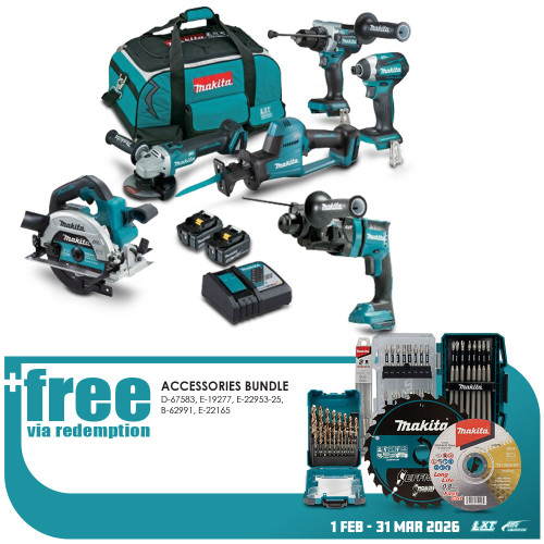 18V 6 PCE BRUSHLESS COMBO KIT 2 x 5.0AH BATTERIES, RAPID CHARGER, & BAG