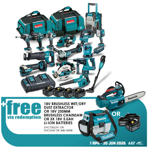 18V BRUSHLESS 15PCE COMBO KIT - 4X5.0AH BATT & CHRG