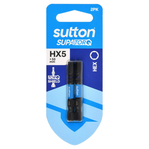 2PK HX5 X 50MM HEX SUPATORQ DRIVER BIT