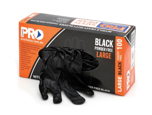 100PK LARGE HEAVY DUTY BLACK NITRILE DISPOSABLE GLOVES