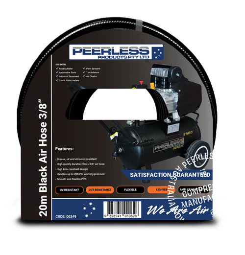 20MX10MM FITTED 1/4\" BSP BLACK AIR HOSE