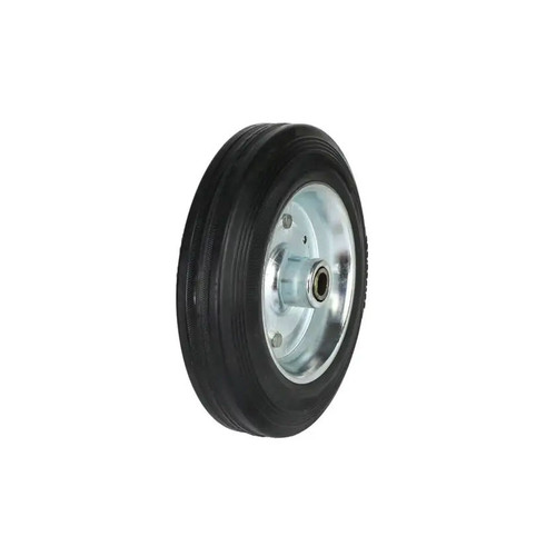 200MM RUBBER ON SILVER STEEL SOLID WHEEL 50MM WIDE