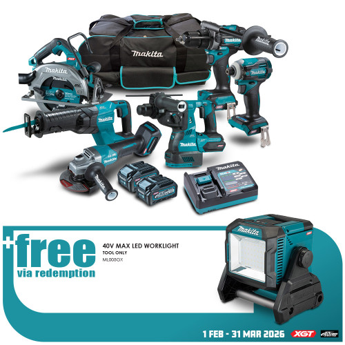 40V MAX 6 PIECE BRUSHLESS COMBO KIT - 2 x 4.0AH BATTERIES, CHARGER & BAG