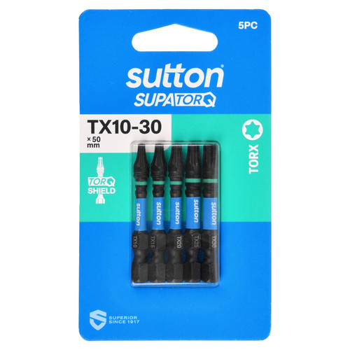 5PC TX10-TX30 X 50MM TORX SUPATORQ DRIVER BIT SET