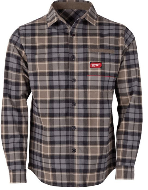 GRIDIRON FLANNEL SHIRT GREY - 2XL