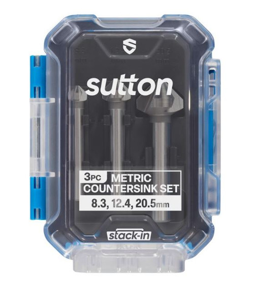 3PCE HSS 3 FLUTE COUNTERSINK SET - 8.3MM, 12.4MM, 20.5MM