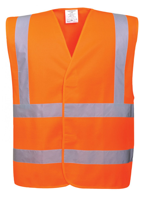S-M ORANGE HIVIS TWO BAND & BRACE REFL TAPE SAFETY VEST