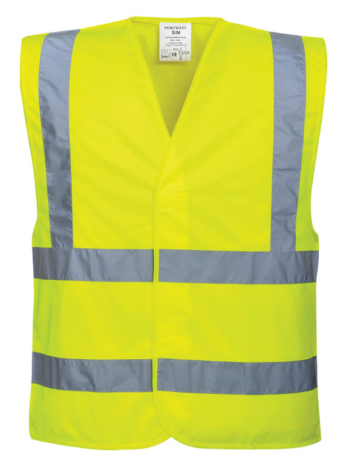 L-XL YELLOW HIVIS TWO BAND & BRACE REFL TAPE SAFETY VEST