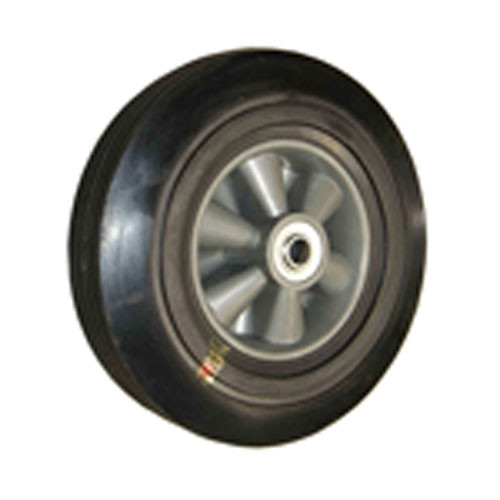 200MM RUBBER ON SILVER POLY SOLID OFFSET WHEEL