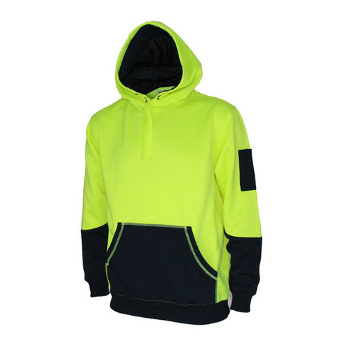 M YELLOW/NAVY HIVIS 2 TONE SUPER FLEECY HOODIE