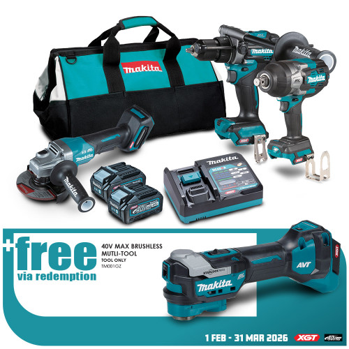 40V MAX XGT BRUSHLESS 3PCE COMBO KIT - 2X4.0BATT & CHRG